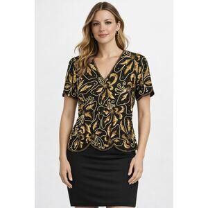 Vintage Papell Boutique Women's Sequined and Beaded Top